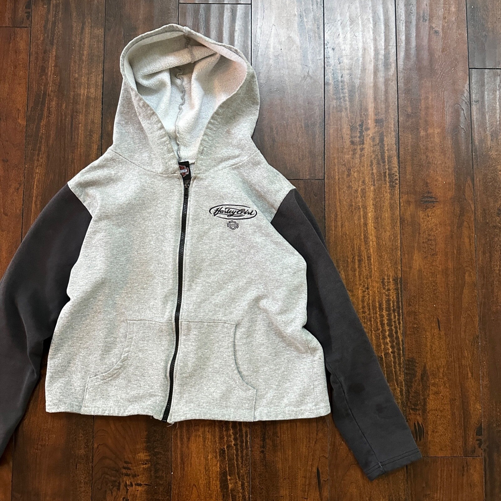 Vtg Harley Davidson Size L Women's Zip Up Hoodie USA 90s Eugene Oregon Bike