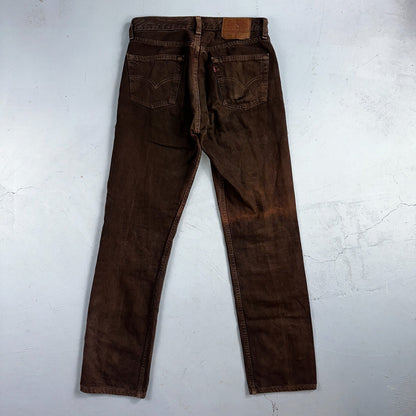 Levis 501 Vintage 90s USA XX Straight Leg Jeans Brown Dark Wash 29x32 Act 29x31