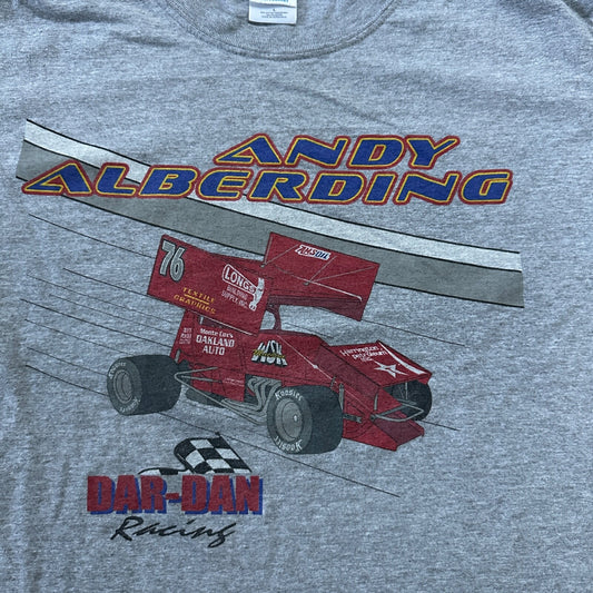 Andy Alberding Racing Nascar VTG T Shirt Y2K Grey Large Oakland Auto Promo Cool