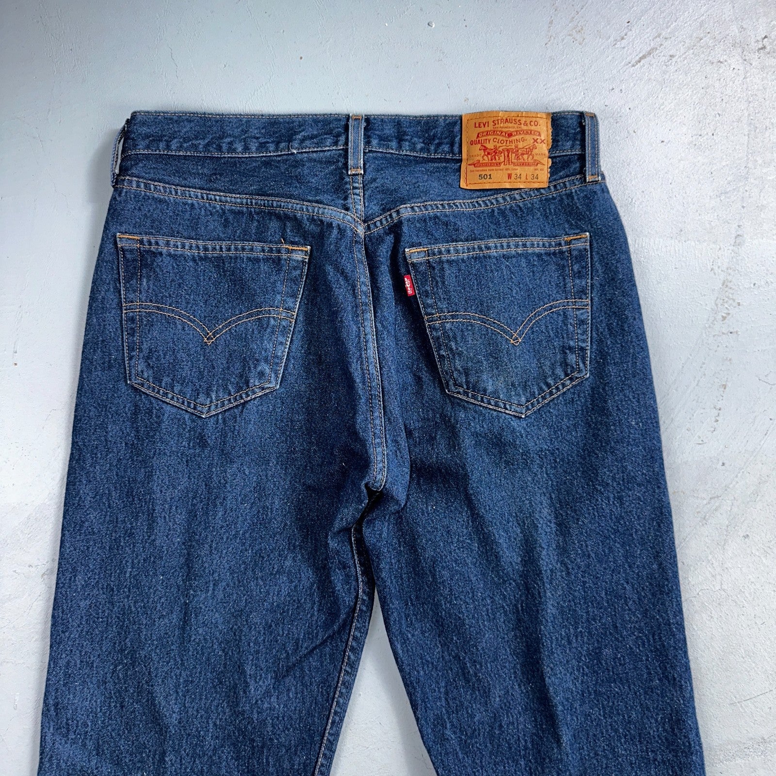Levis 501 Vintage Y2K 90s XX Straight Leg Jeans Blue Dark Wash 34x34 Act 32x33