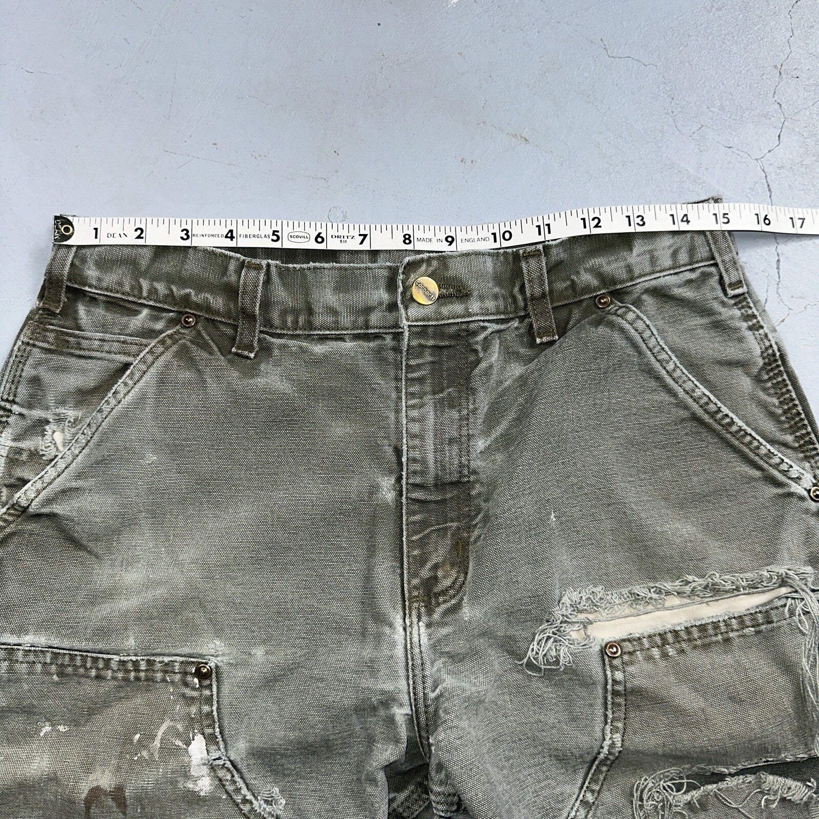 Carhartt VTG Double Knee Carpenter Pants USA B01 B136 MOS Green 31x30 Act 30x28