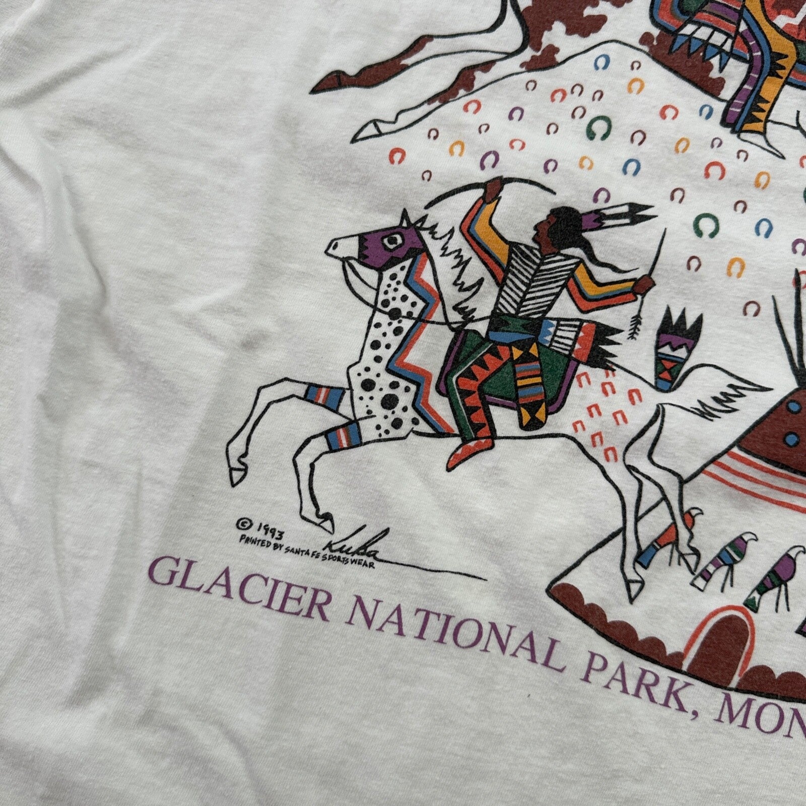 Glacier National Park Montana Hanes XL VTG T Shirt Indian Tribe Native American