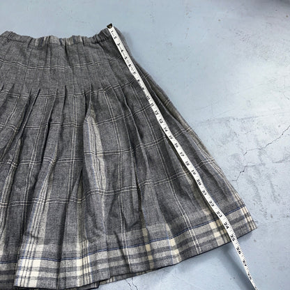 Gray Plaid Original Vintage Wool Pleated Skirt Rockabilly 1960s 50s 60s 26 Waist