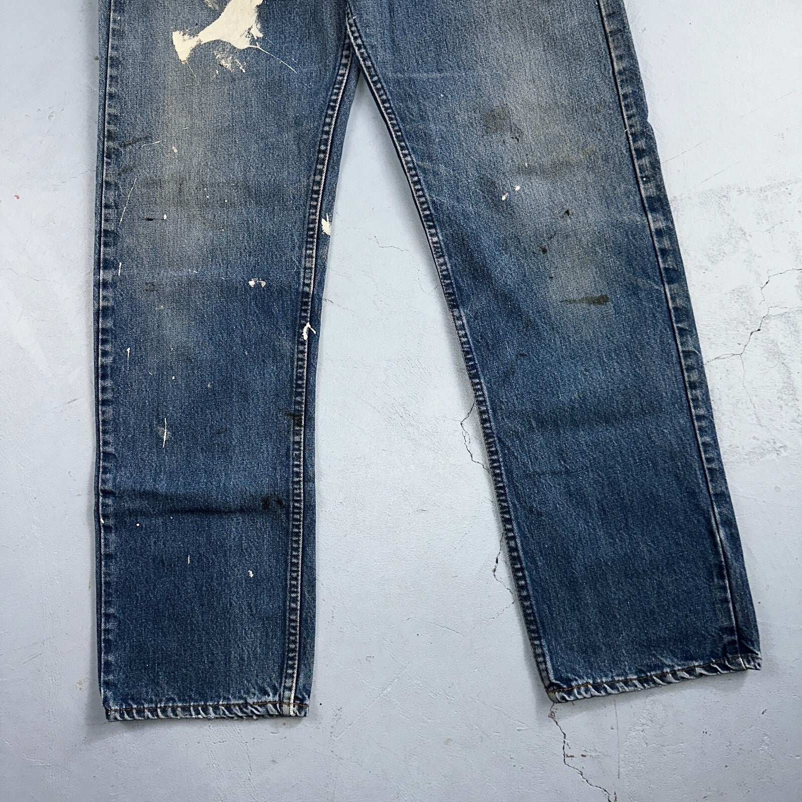 Levis 501 Vintage 80s USA XX Straight Leg Jeans Blue 20502 Paint 34x32 Act 32x30