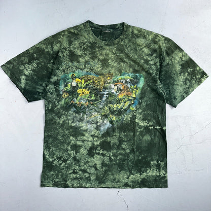 Rainforest Cafe VTG Shirt Mens Large Green Tie Dye Las Vegas Y2K Faded THrashed