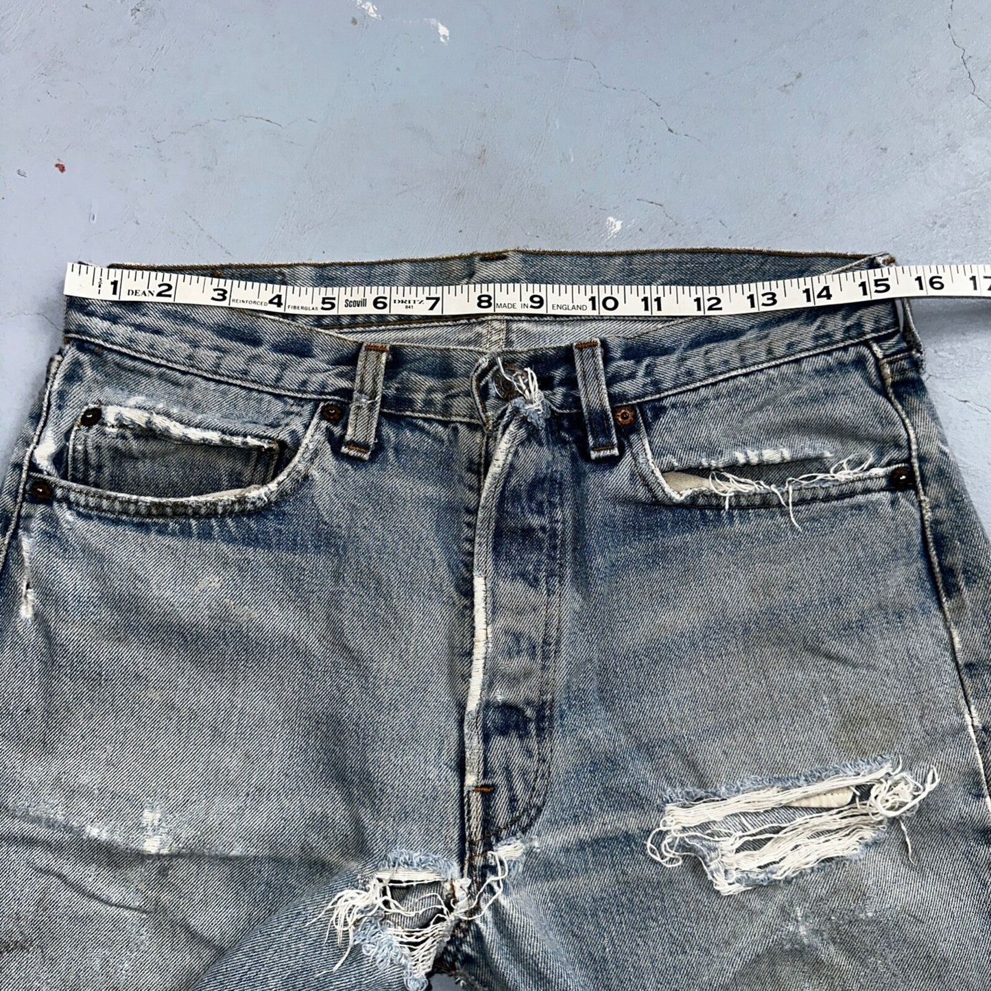 Levis 501 Vintage 80s Redline Selvedge USA XX Jeans Thrashed 33x33 Act 31x30