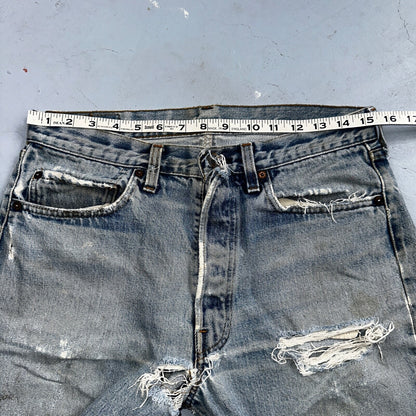 Levis 501 Vintage 80s Redline Selvedge USA XX Jeans Thrashed 33x33 Act 31x30
