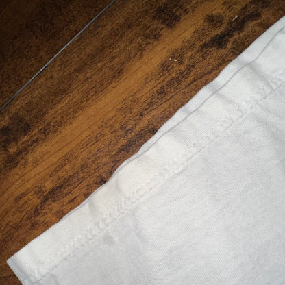 Adidas White Short Sleeve Vintage T Shirt Logo Thrashed 90s Y2K Cut Torn Rap