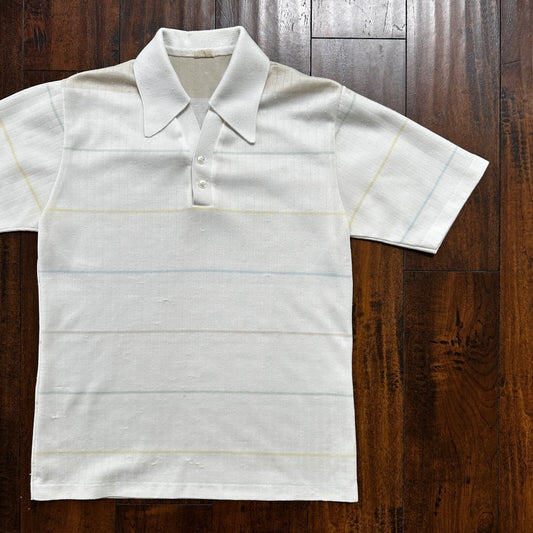 Vintage Edwards California White Polo Shirt Single Stitch 1960s Rockabilly 60s