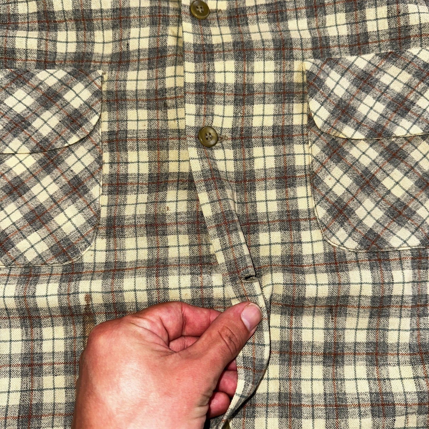 Pendleton VTG Board Shirt Plaid 100% Wool Button Down Size M Plaid 1960s Camp