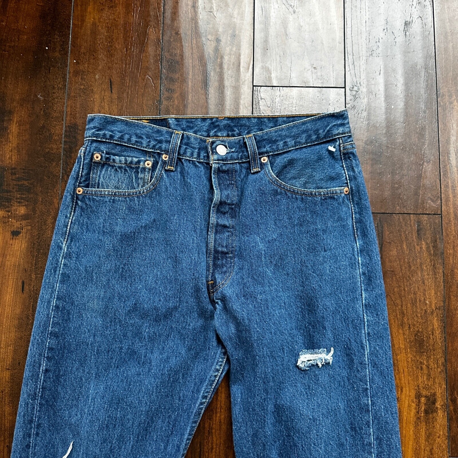 Vintage 90s Levis 501 34x32 USA Blue Denim Jeans Act 30x27 Thrashed Distressed