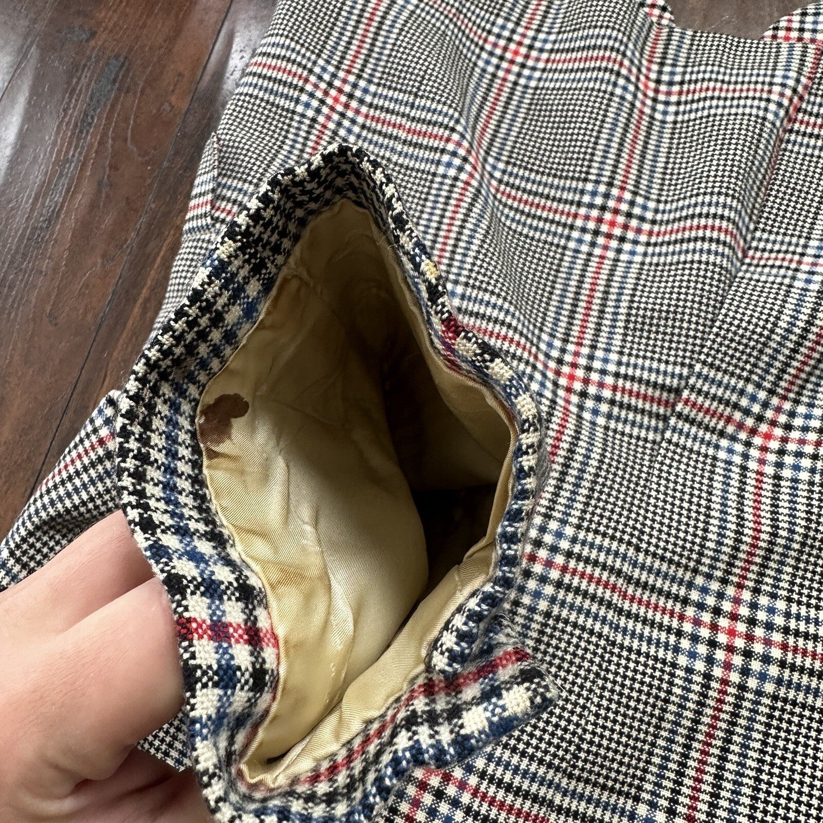 1960s 1970s Gray Cashemere Sport Jacket VTG Mens Suit 46 Rockabilly Stripe Plaid