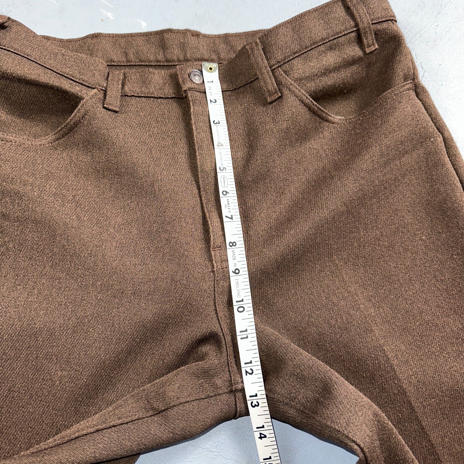 Levis 70s USA 517 36x31 Bootcut Pants Brown Polyester Slacks Vintage 35x30