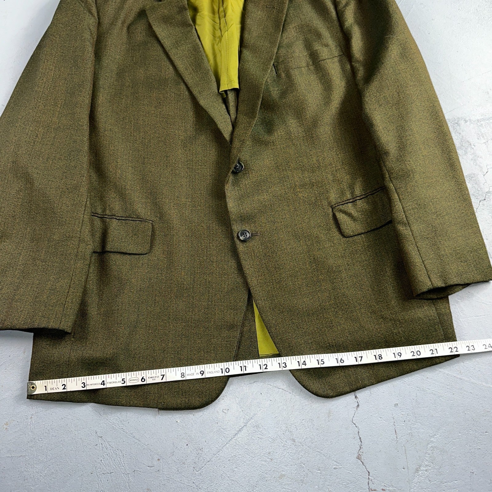 1960s Avocado Green Blazer Sport Coat Mens 44 Suit Jacket VTG Union 60s J&F