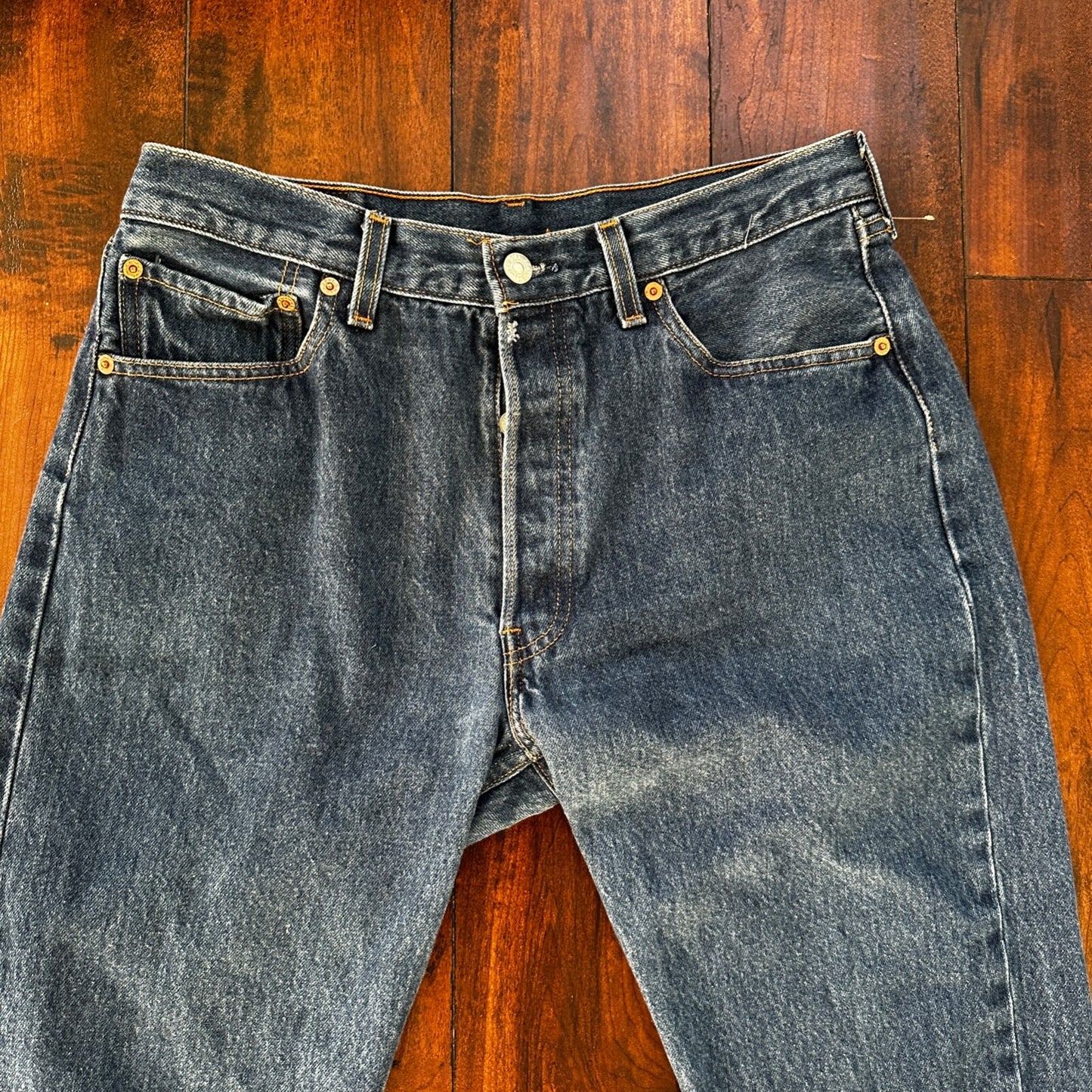 VTG Levis 501 XX Button Fly 90s USA Jeans Denim Straight Capri 34x30 Act 30x26