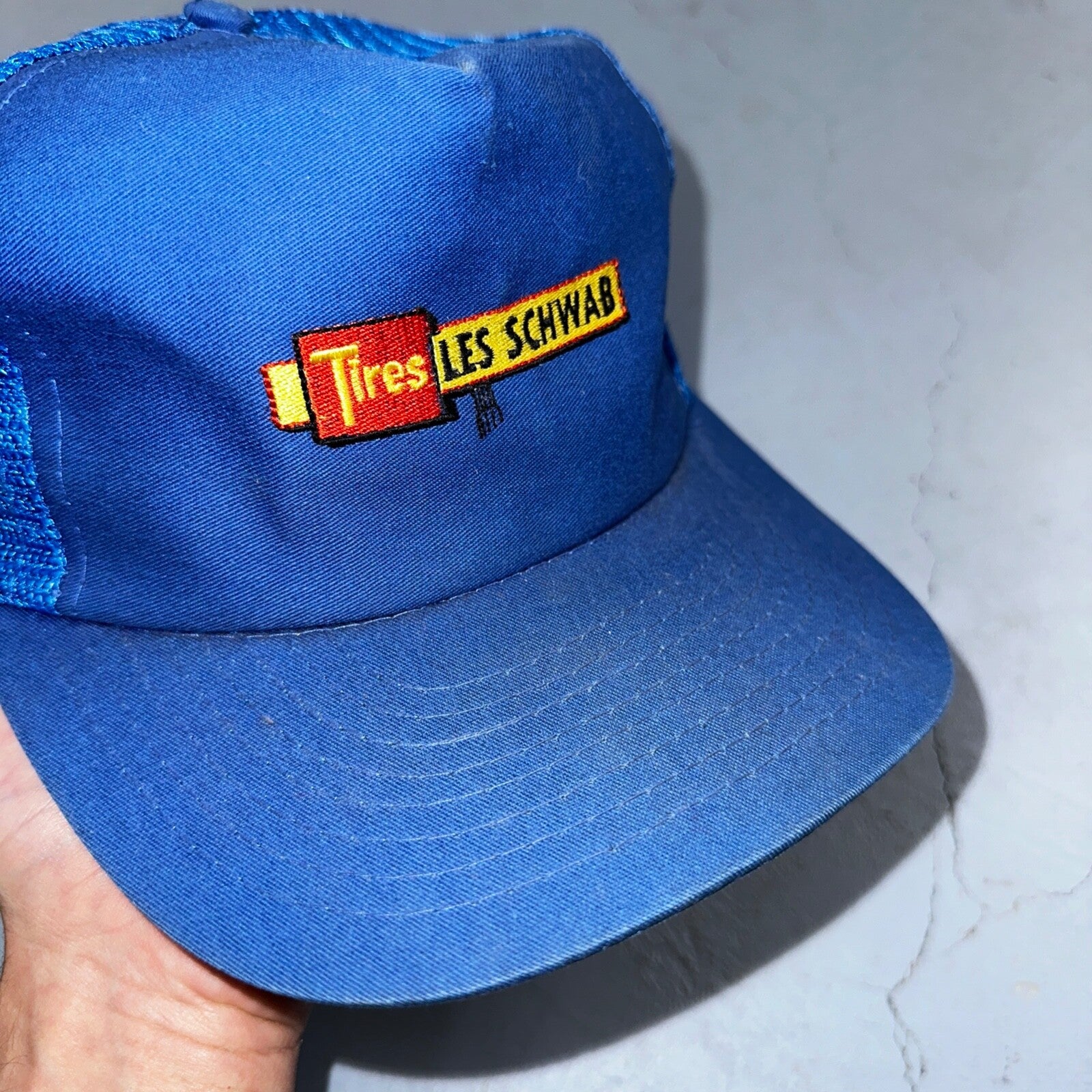 Tires Les Schwab Blue VTG Hat Cap Snapback Hot Wheels Trucker Cool Brand Logo