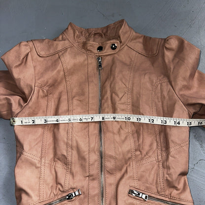 Black Rivet Women's Leather Jacket S Pink Moto Biker Zippered Baddie Biker