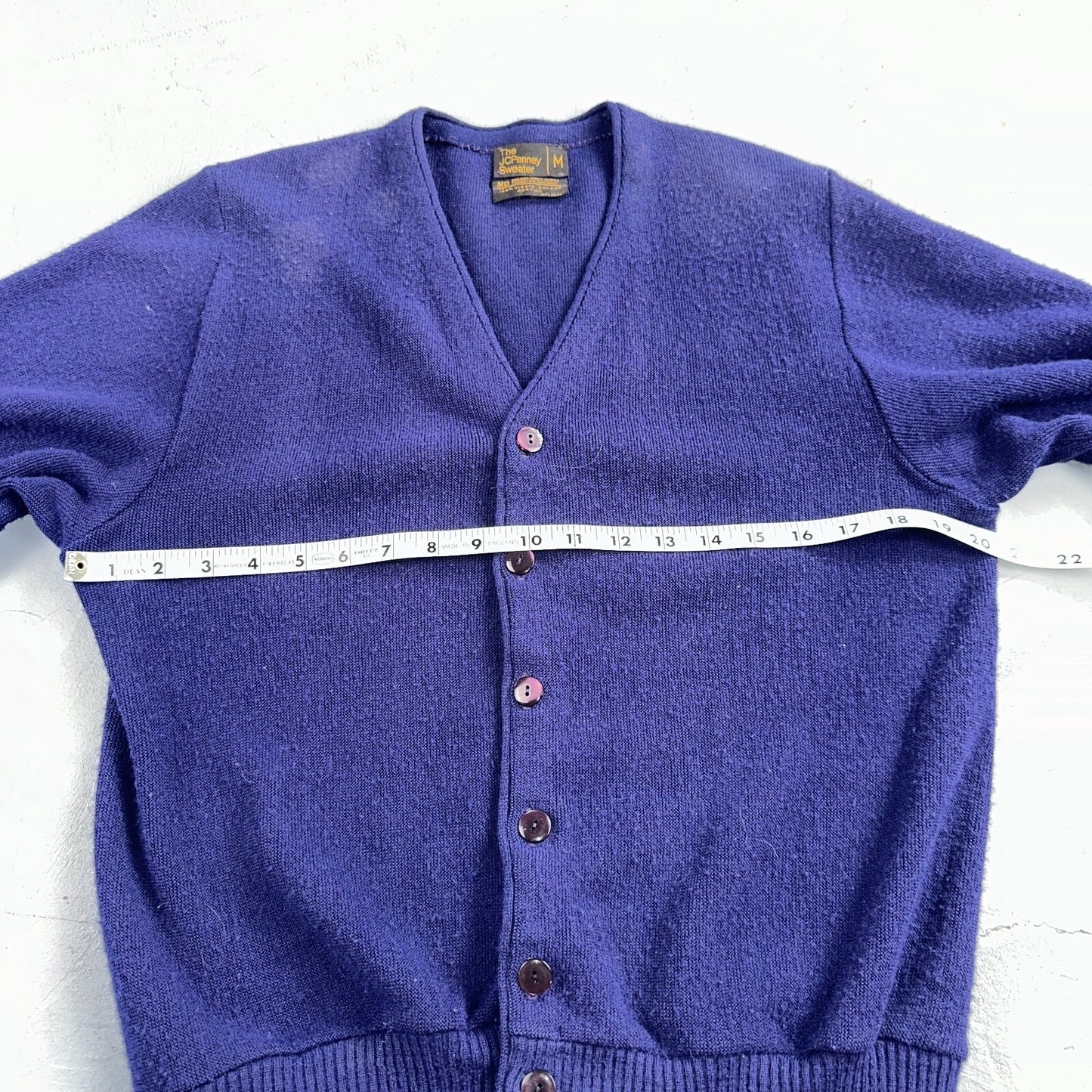 Vintage 80s JCPenney Acrylic Cardigan Sweater Men’s Size M Blue Penneys 1980s