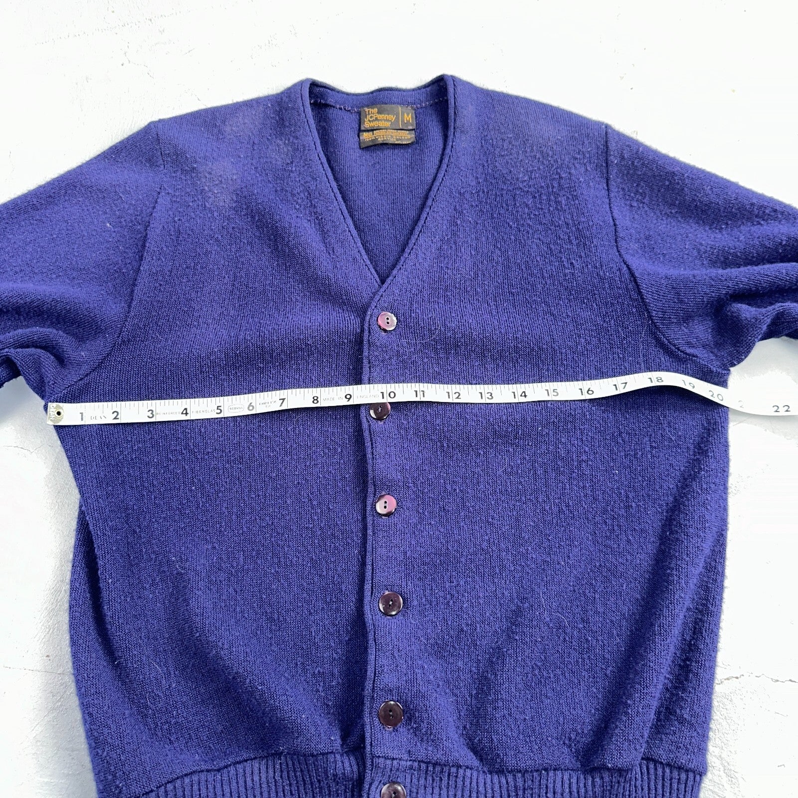 Vintage 80s JCPenney Acrylic Cardigan Sweater Men’s Size M Blue Penneys 1980s
