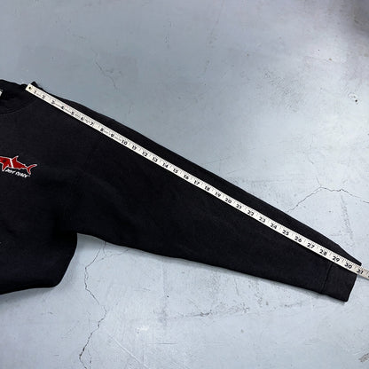 Oneita Shark Sweatshirt L 1990s VTG Crewneck Dive Swim Black Ocean Rap Fish