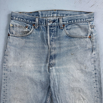 Levis 501 Vintage 90s USA XX Straight Leg Jeans Blue Light Wash 34x36 Act 32x32