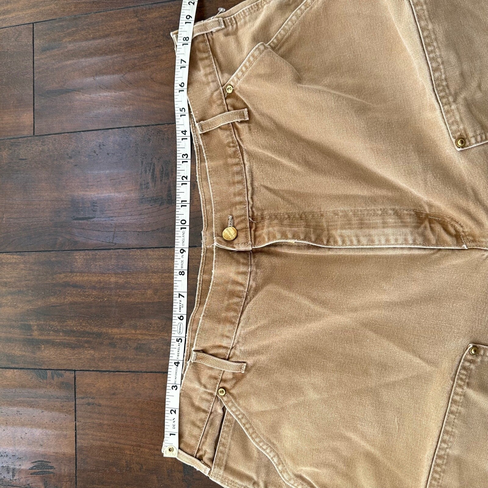 VTG USA Carhartt Thrashed Double Knee Work Dungaree Duck Brown 90s Pants 42x32