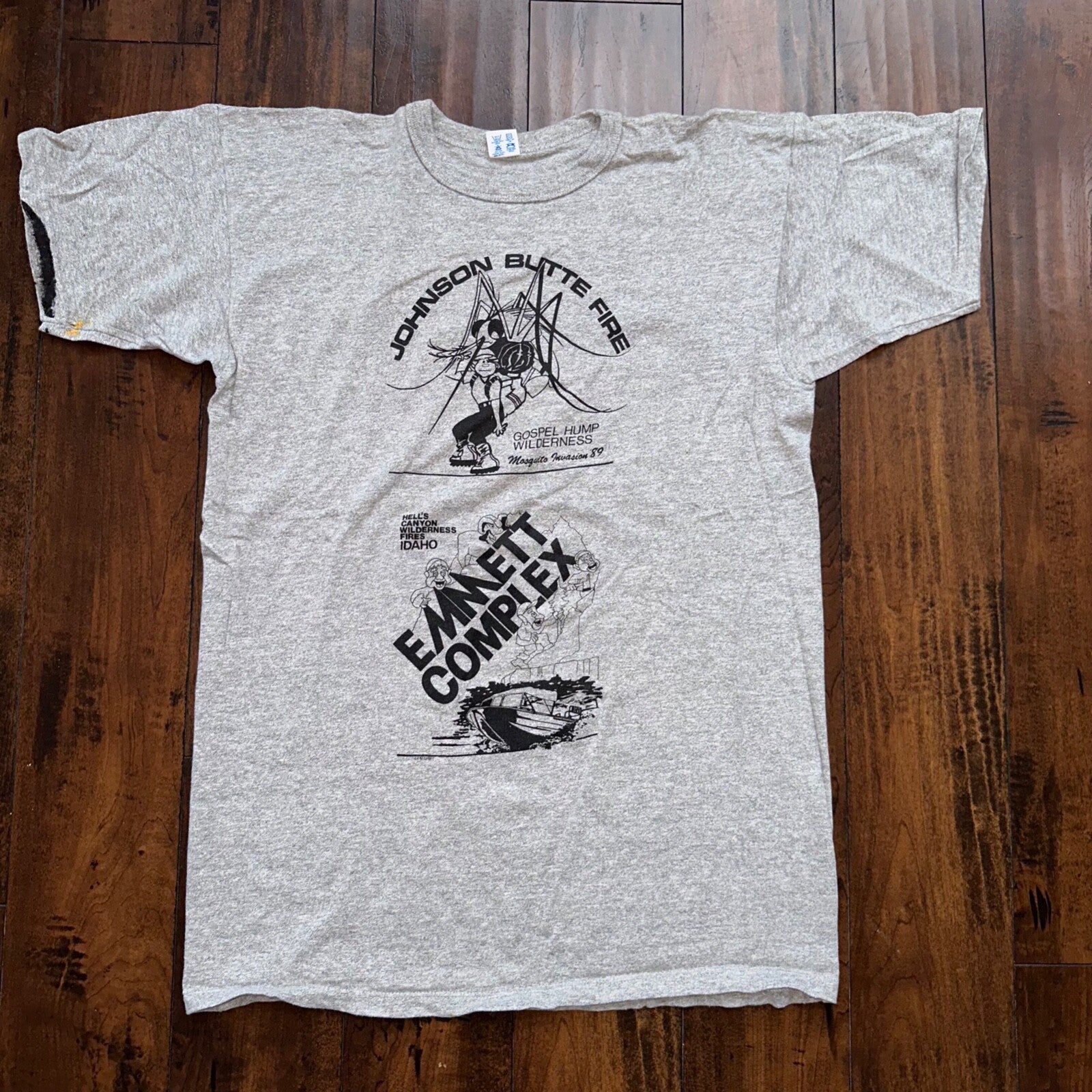 Champion 80s Johnson Butte Fire Running 1989 Vintage T Shirt 80s USA Cartoon XL