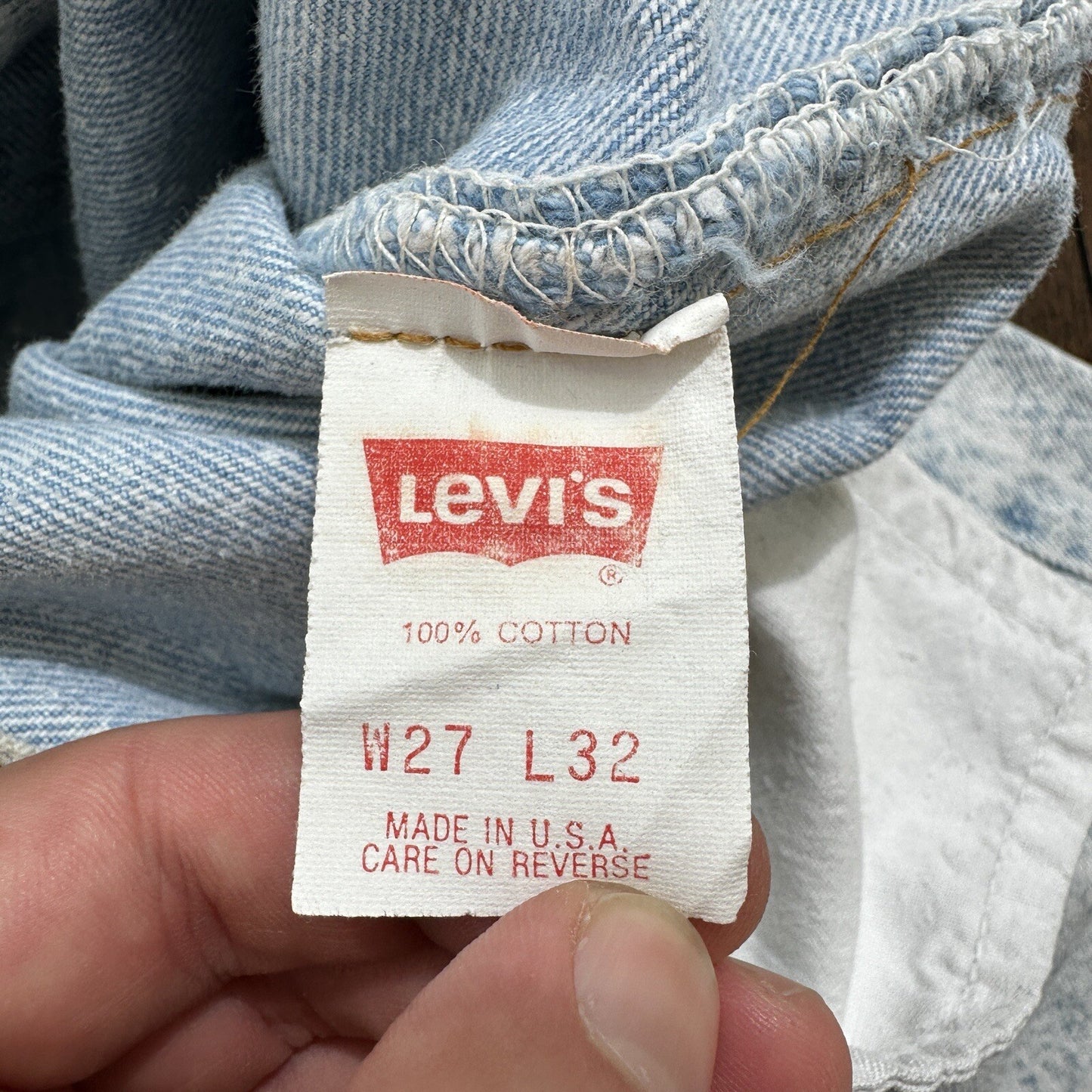 VTG 90s Levis 501 Button Fly 27x32 USA Tag Jeans Straight Wash Light X Act 25x30