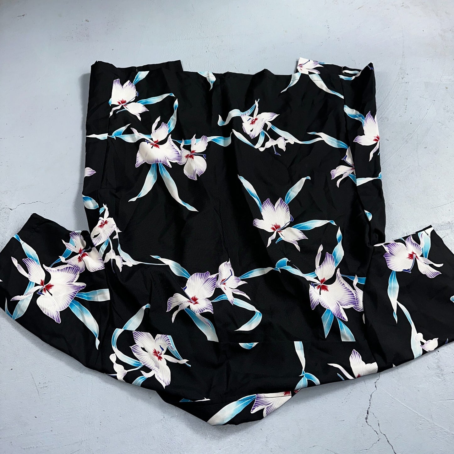 Hawaiian VTG Shirt Crop Rockabilly Floral Multi Color Robe 60s 70s Disco Hawaii