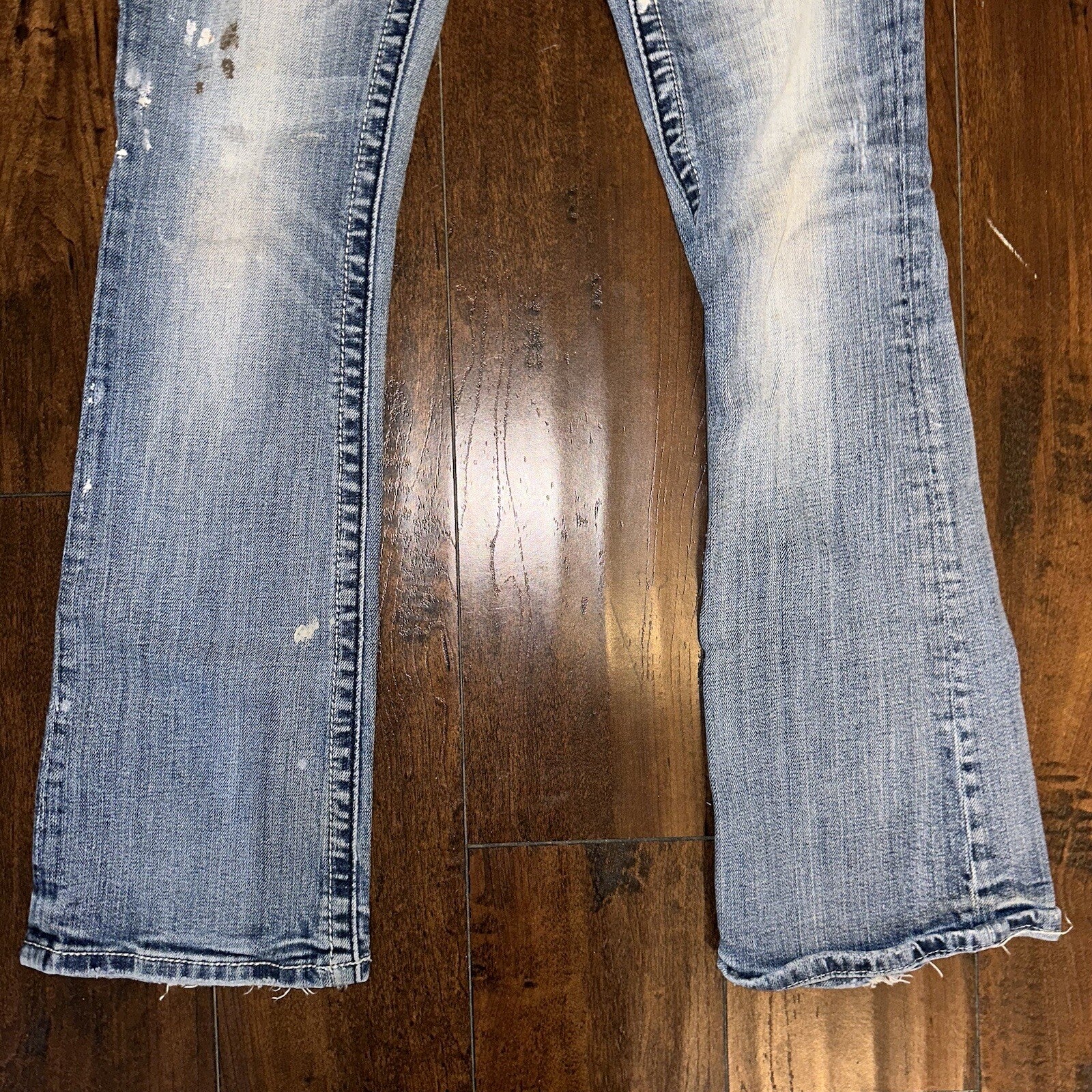 MISS ME RHINESTONE POCKET JE533OE2R EASY BOOT WOMEN'S JEANS 25 VTG PAINT Y2K