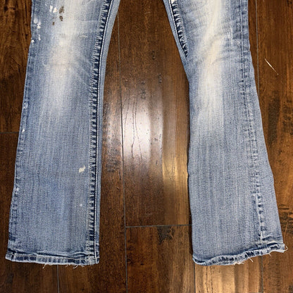 MISS ME RHINESTONE POCKET JE533OE2R EASY BOOT WOMEN'S JEANS 25 VTG PAINT Y2K