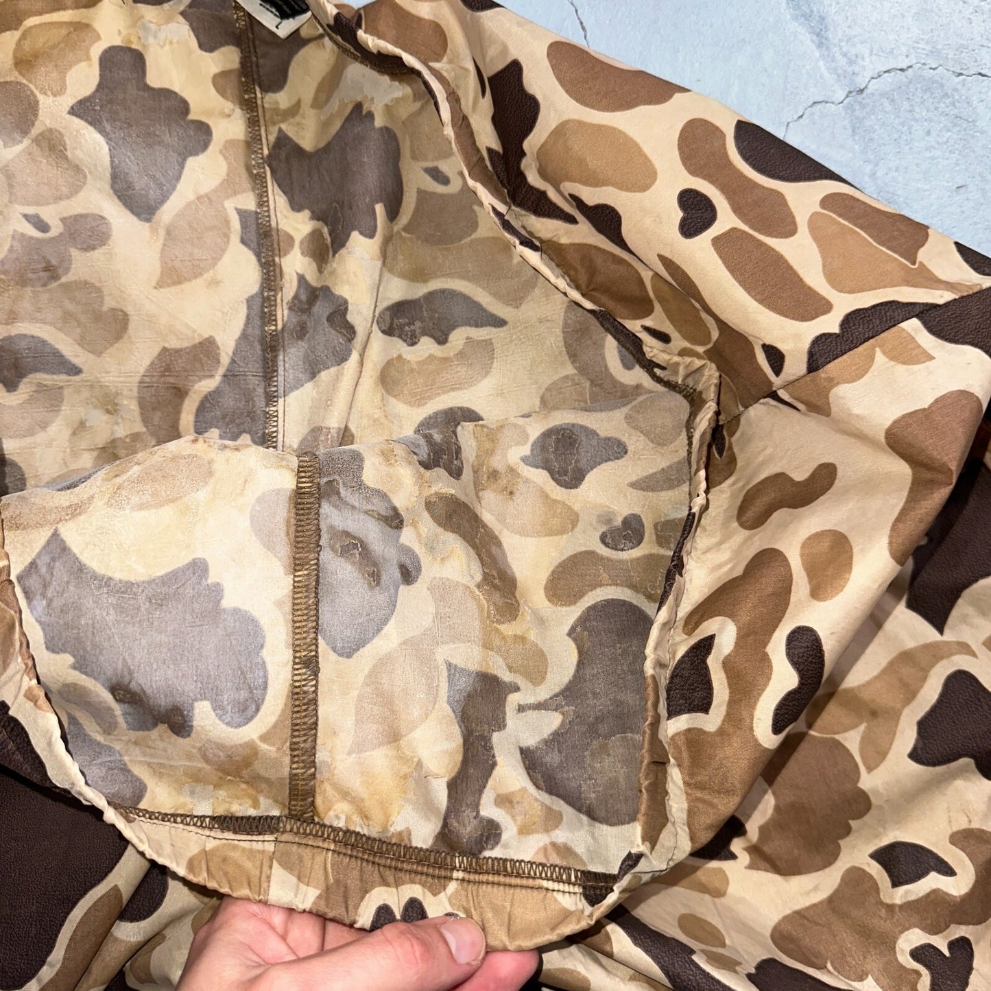 Columbia 1970s VTG Mens Size Large Duck Camo Nylon Rain Pants 70s Rare Black