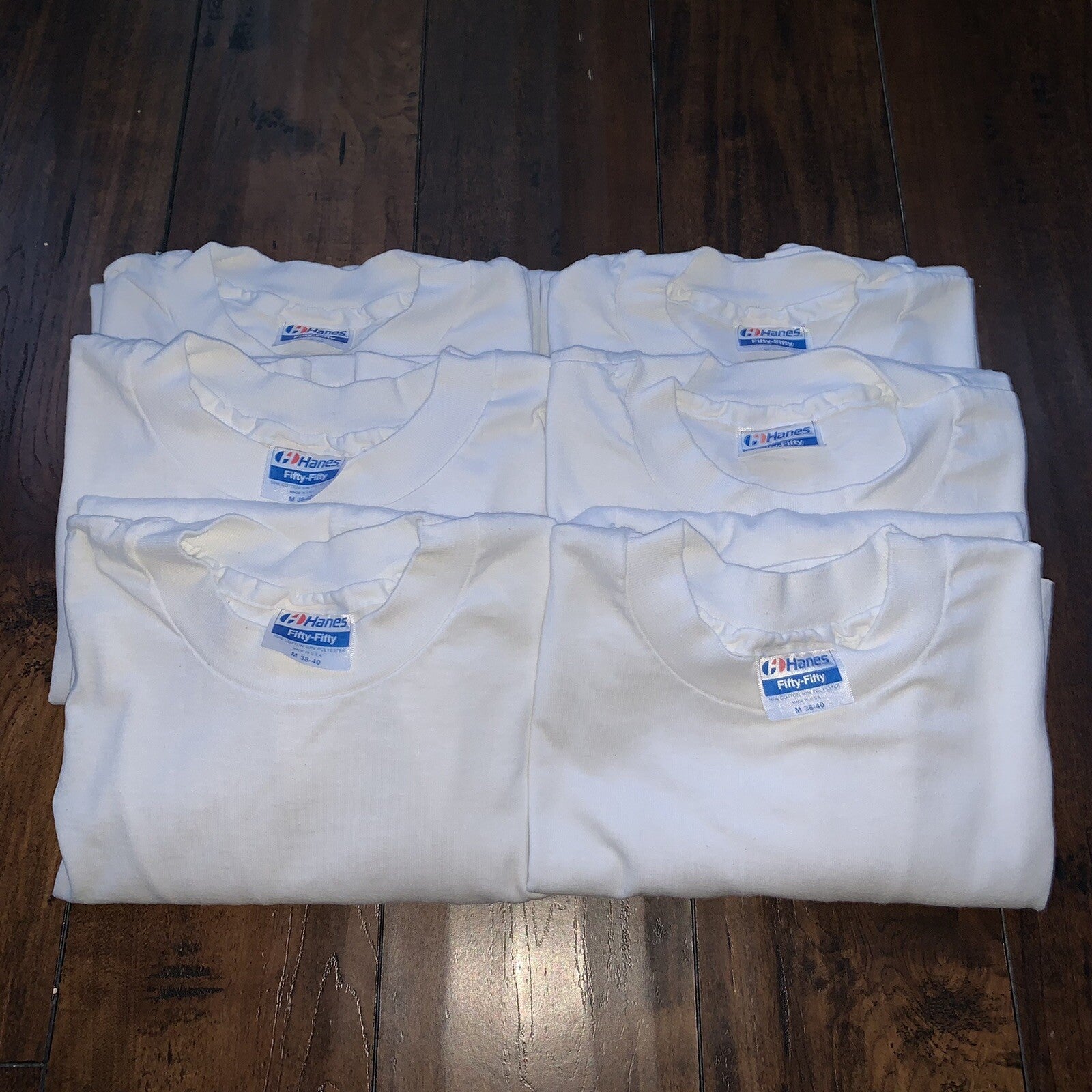 Hanes BLANK Vintage White T Shirt Mens 80s Essential Lot Of 6 Rap Single Stitch