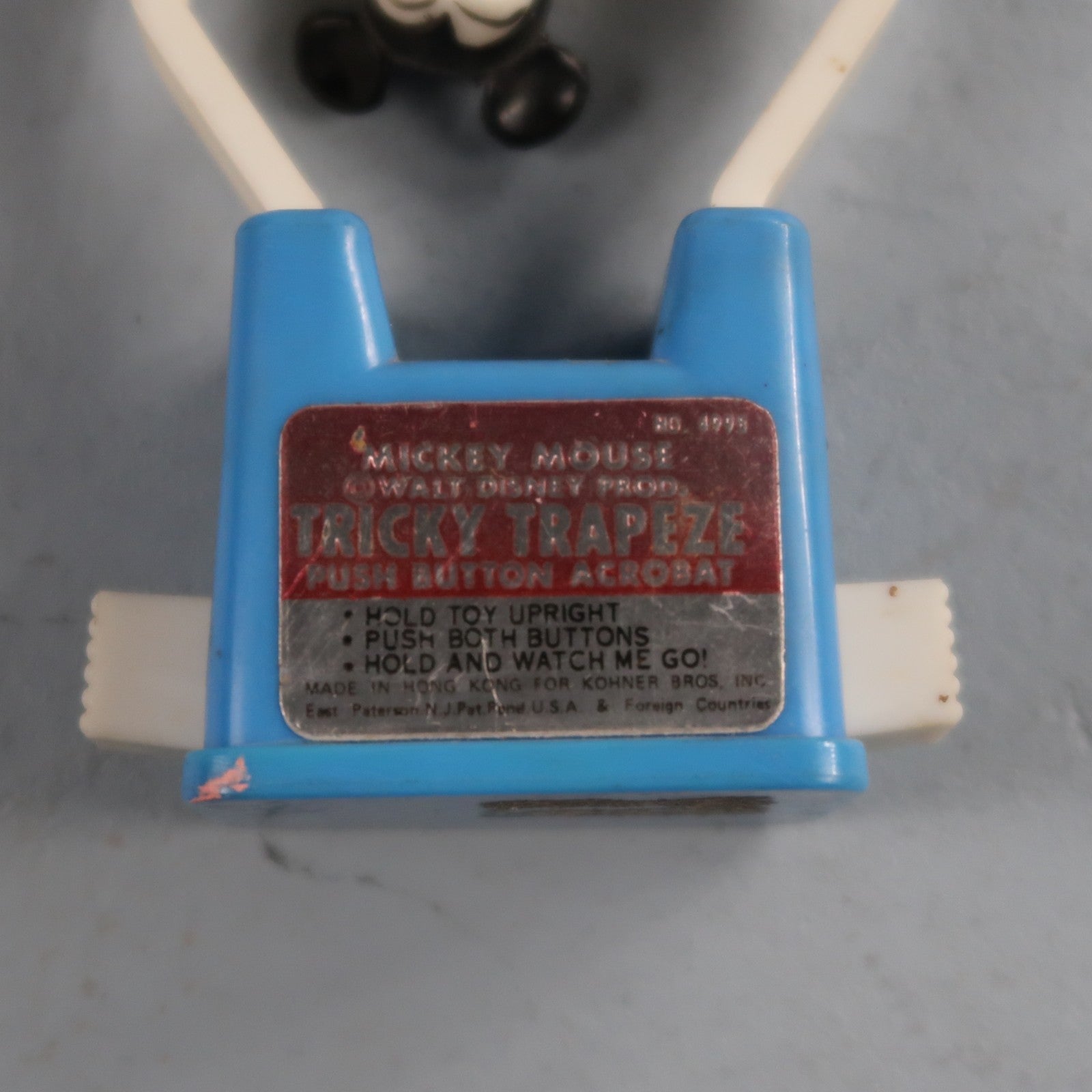 Kohner 1960 Mickey Mouse Tricky Trapeze Push Puppet Toy Vintage Disney No. 4995