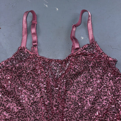 Passion Forever Nightie Gown Women XL Pink Sparkly Sequin Mesh Sleep Dress