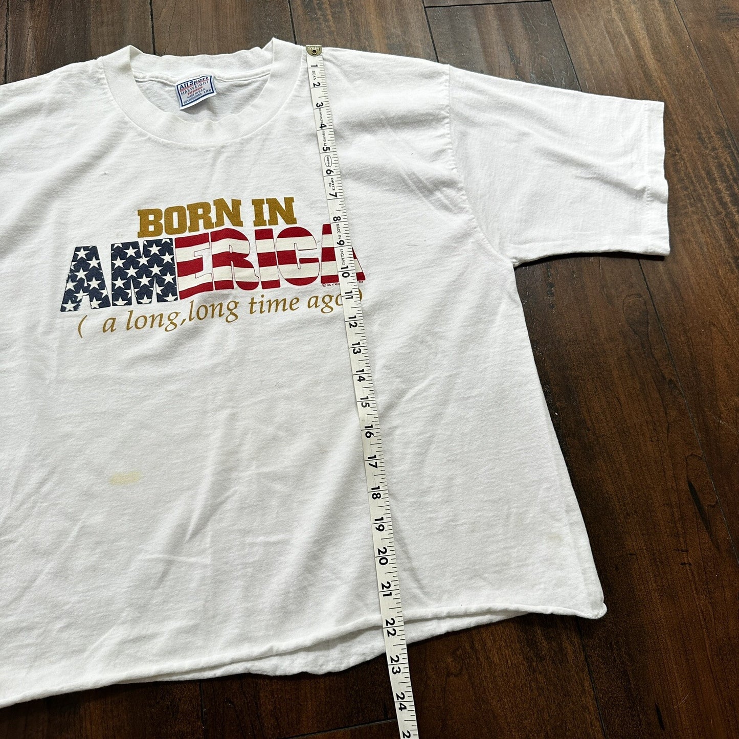 Vintage Born In America A Long Time Ago T Shirt 90s Crop Top USA Funny Humor