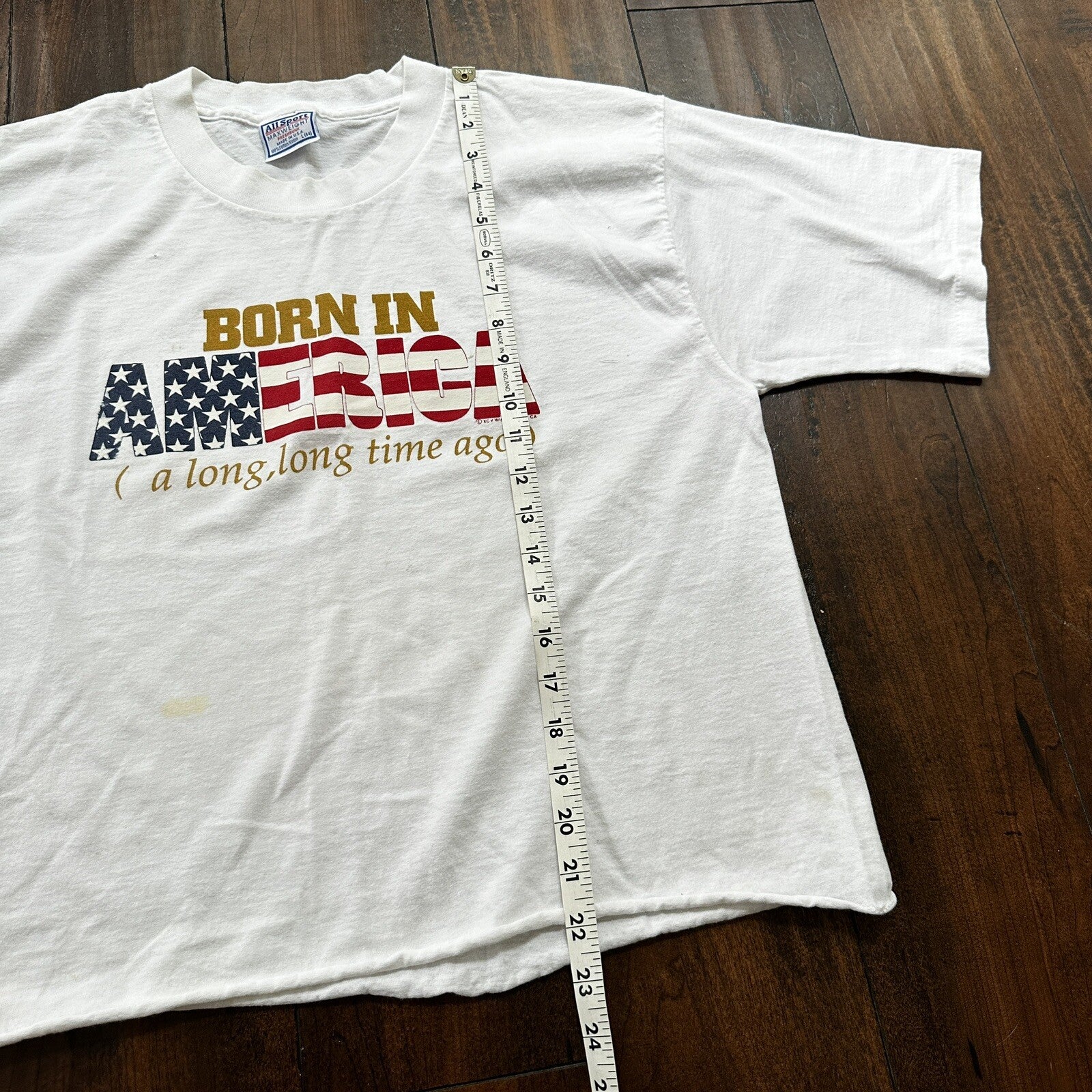 Vintage Born In America A Long Time Ago T Shirt 90s Crop Top USA Funny Humor