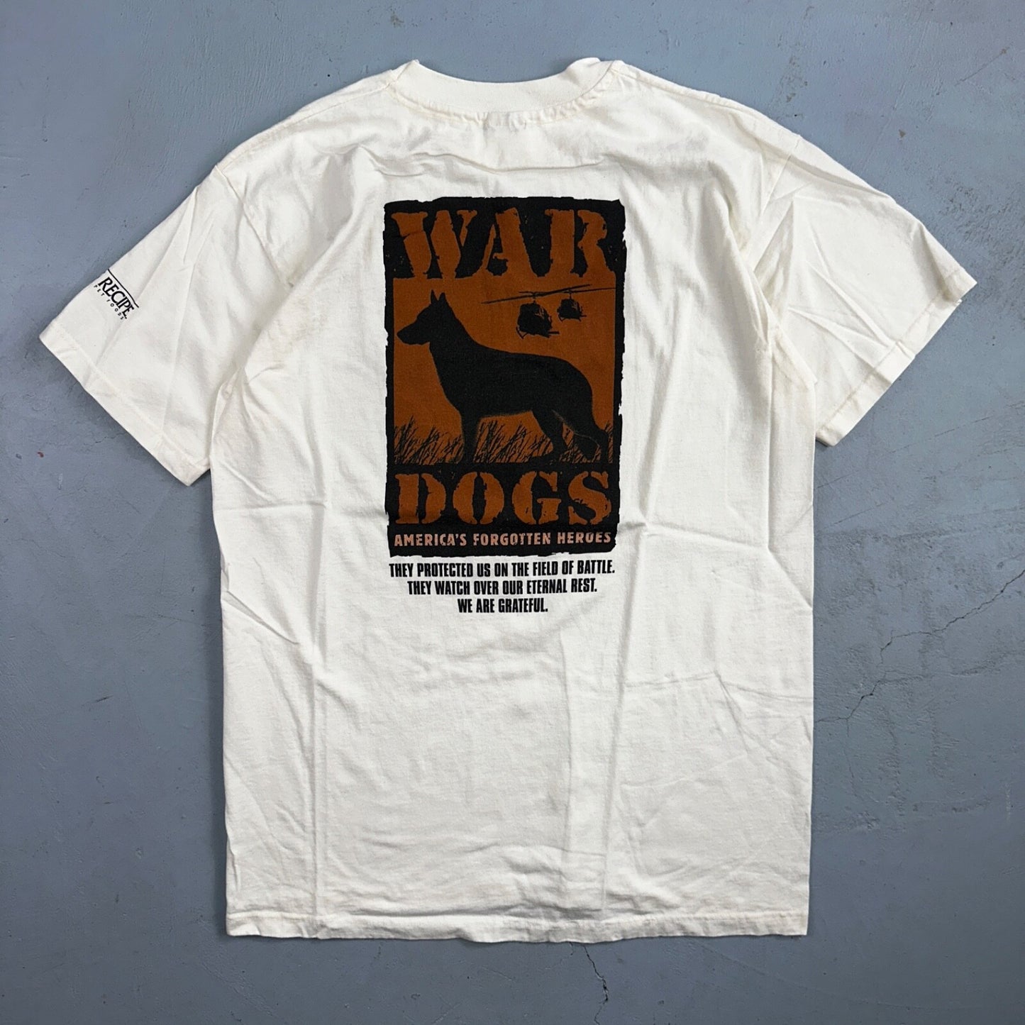 War Dogs Anvil 90s VTG T Shirt Forgotten Heros Army Large Graphic USA Animals