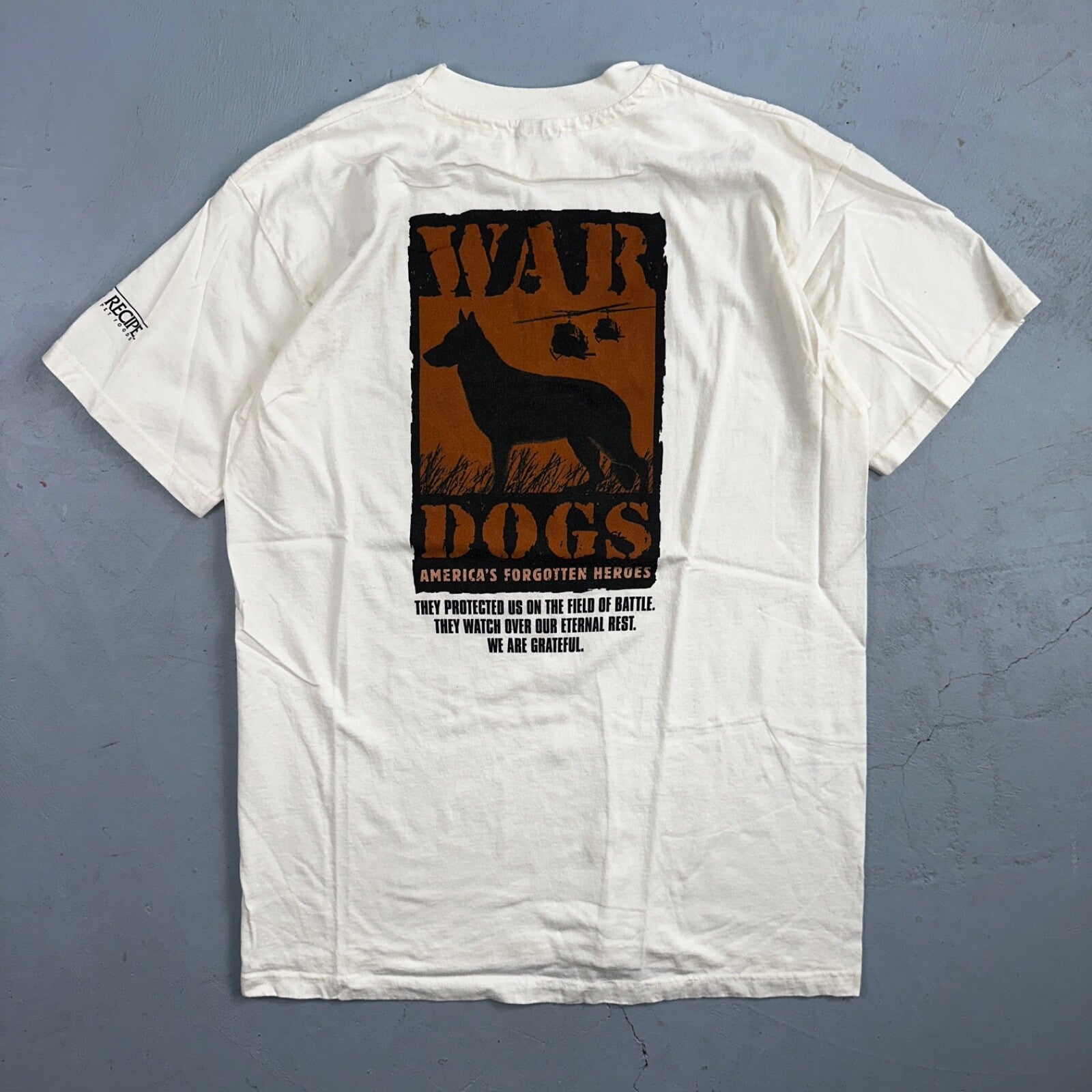 War Dogs Anvil 90s VTG T Shirt Forgotten Heros Army Large Graphic USA Animals