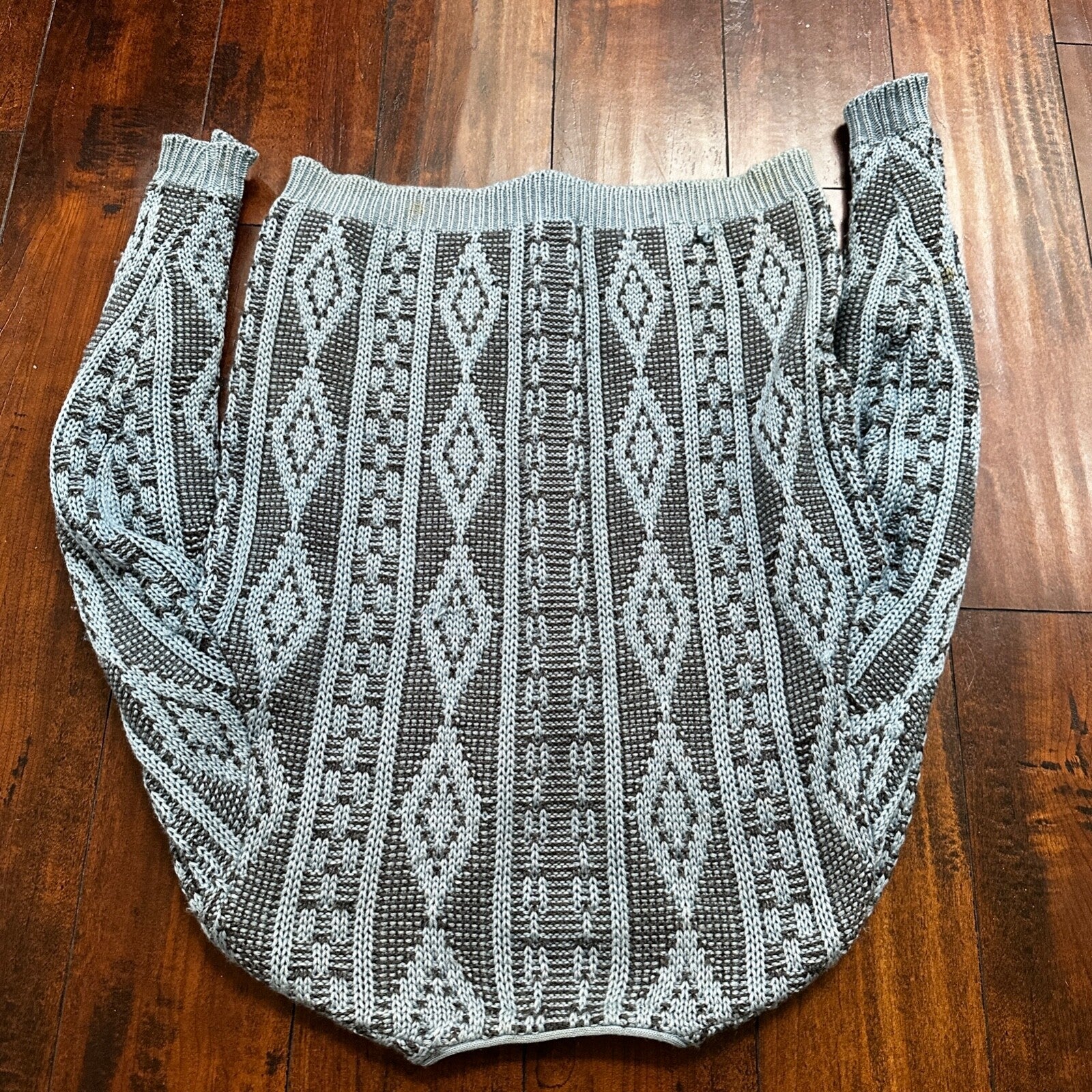 VTG RARE Caramy Cardigan Mens M Blue 1970s Corduroy Wool Button Up Aztec