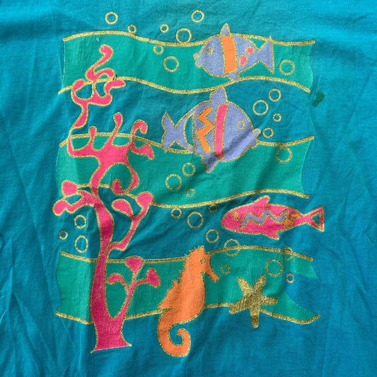 Fishes Ocean Fish Vintage T Shirt Blue Love Animals Florida Summer Vibe 90s 