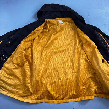 Carhartt C48 YLW Workwear Jacket Stains Mesh Lined Full Zip Hooded XL Yellow