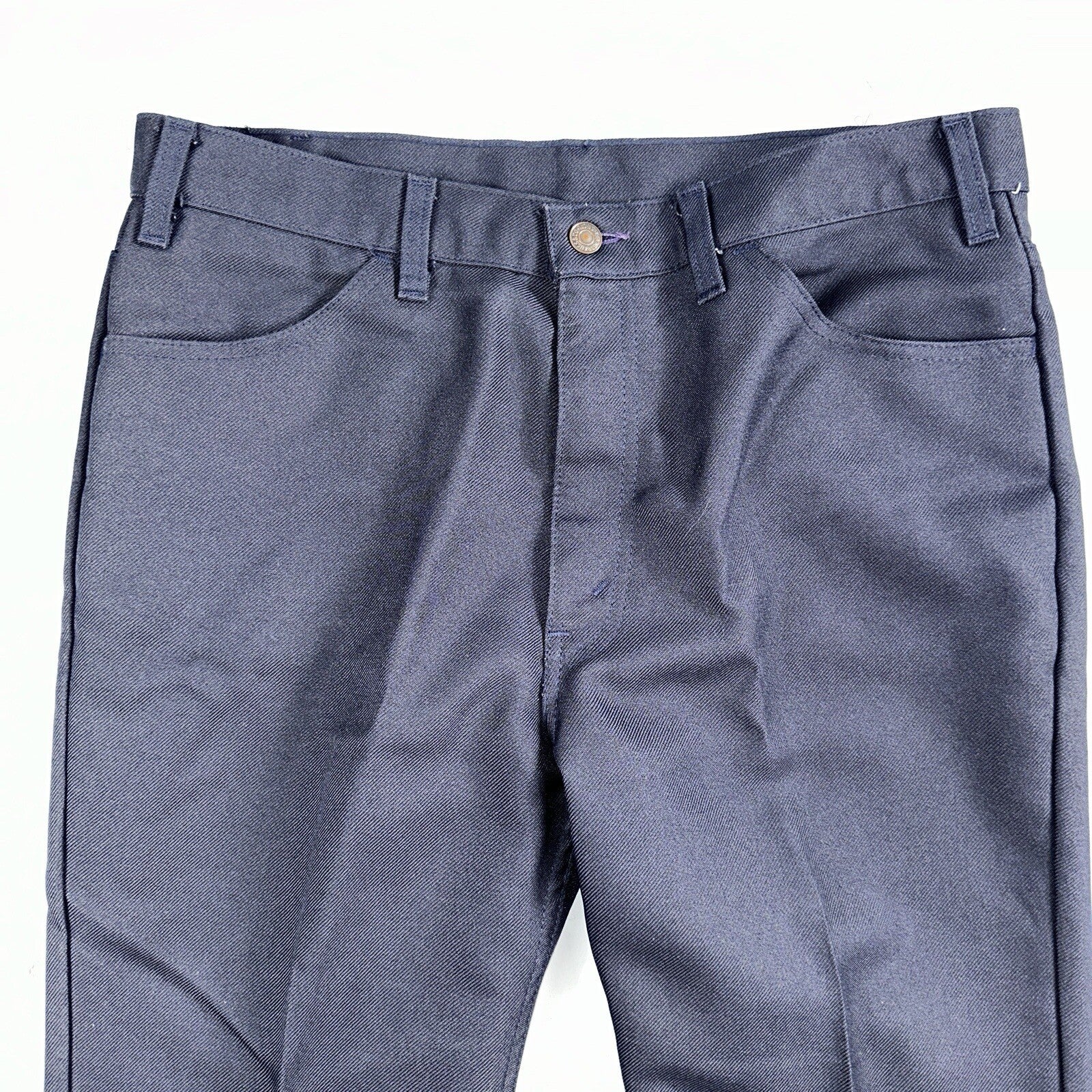 Levis 70s USA 517 36x32 Bootcut Pants Navy Blue Polyester Slacks Vintage 34x27