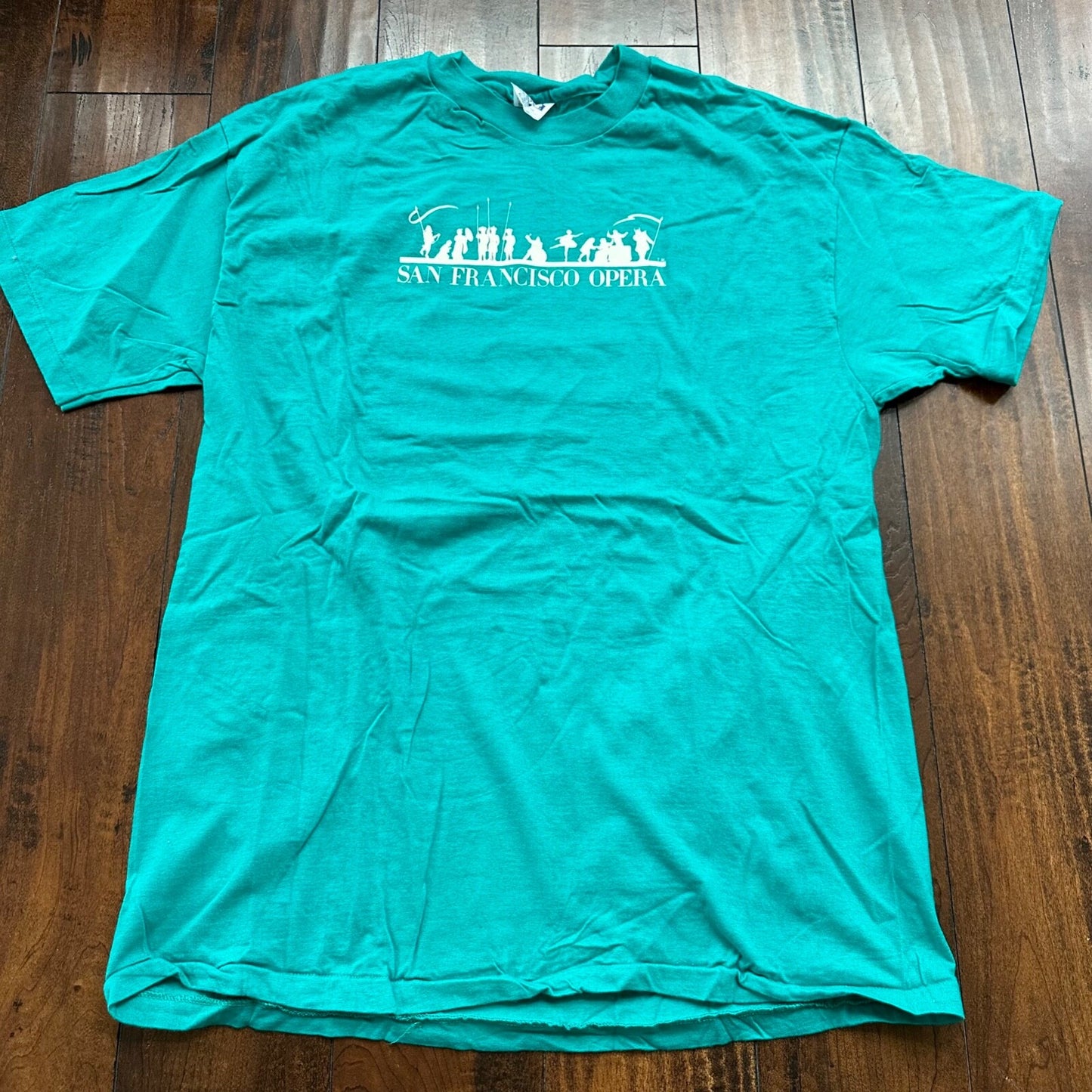 San Francisco Opera Hanes Vintage T Shirt 80s Beefy Green Teal Single Stitch