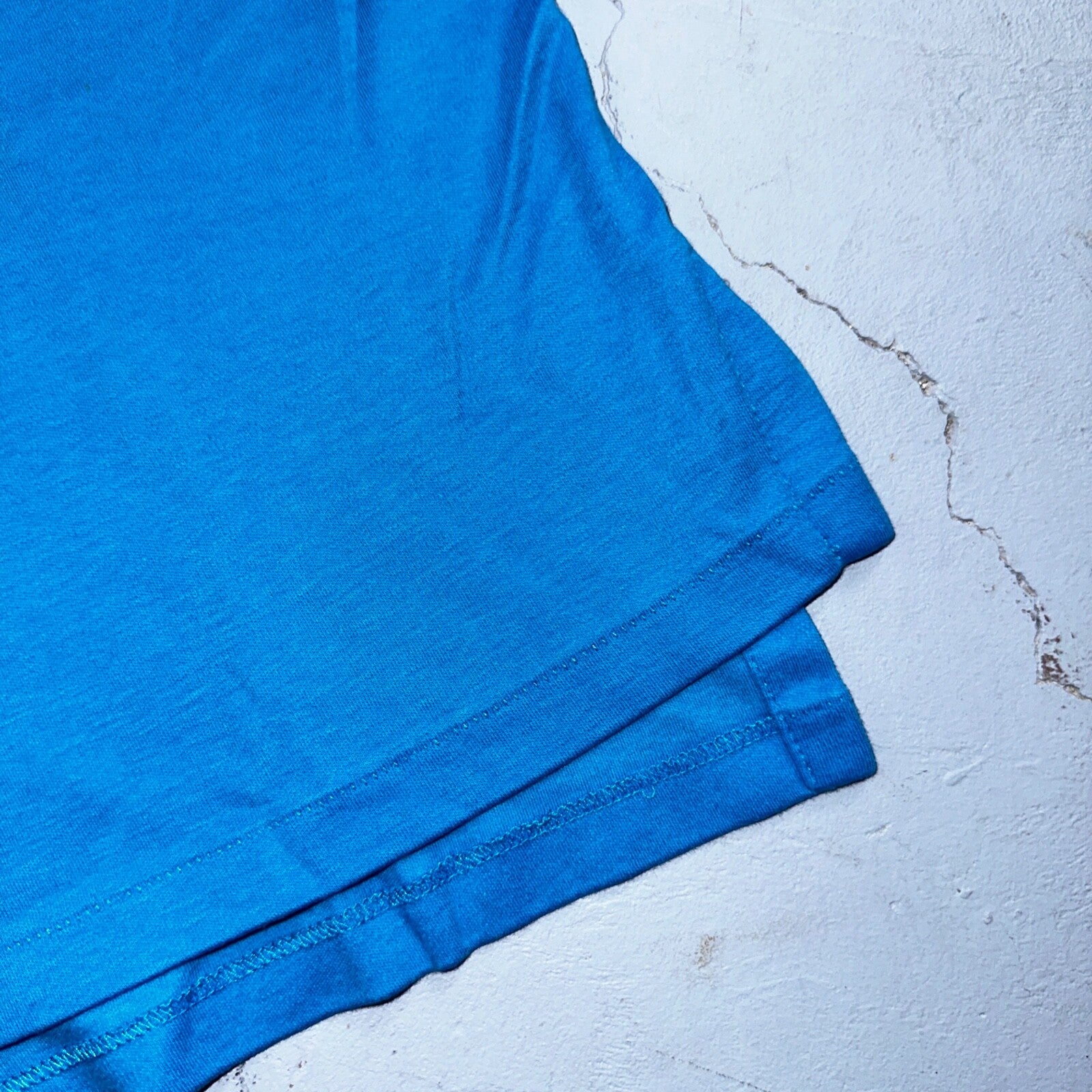 Blue Polo Single Stitch VTG T Shirt Basic Blank No Logo 3 Button Preppy Simple