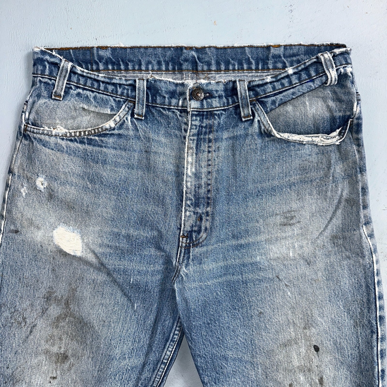 Levis 517 Vintage 80s USA Orange Tab Bootcut Flare Blue Worn Jeans Act 34x27