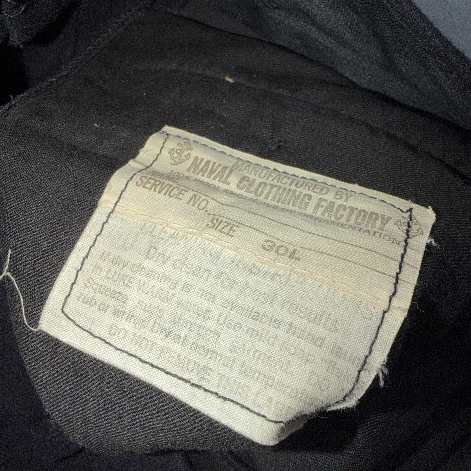 VTG 40s WWII US Naval Clothing Factory Wool Sailor Pants Navy 30L Bell Bottoms