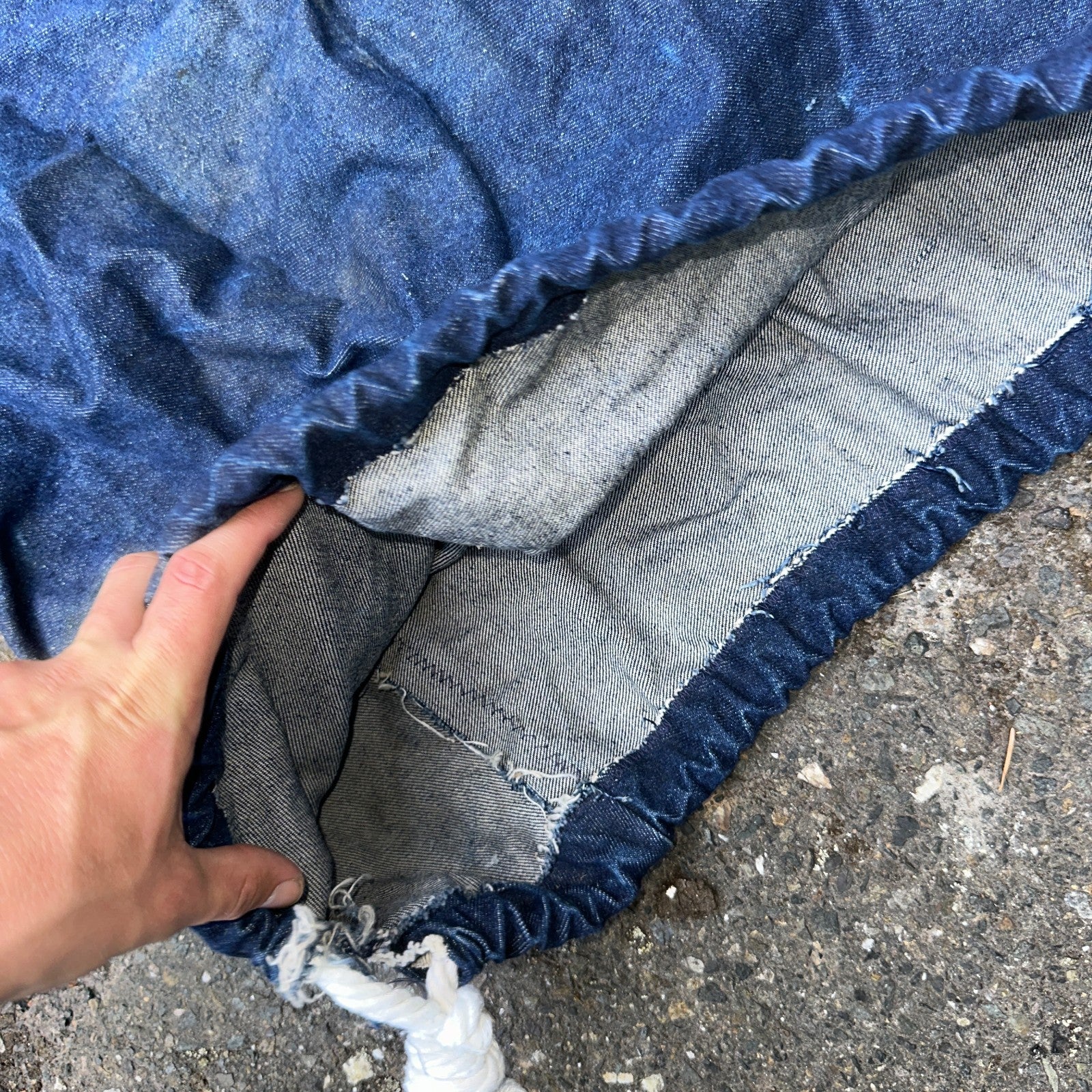 VTG 60s 50s Denim Blue Laundry Drawstring Faded Civilian Bag Lot of 3 USED