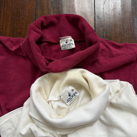 Jockey XL USA Vintage T Shirt Single Stitch lot of 2 White Maroon 1990s 90s Golf