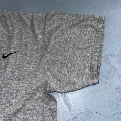 Nike 90s White Tag Basic VTG T Shirt Gray Simple Center Side Swoosh Gym USA